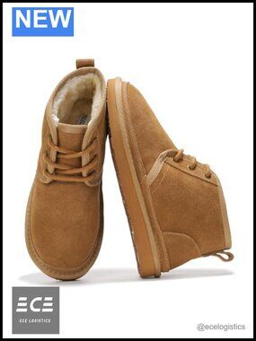 Genuine Leather Chukka Ankle Boots Memory Foam Fur Lined Non-Slip Womens